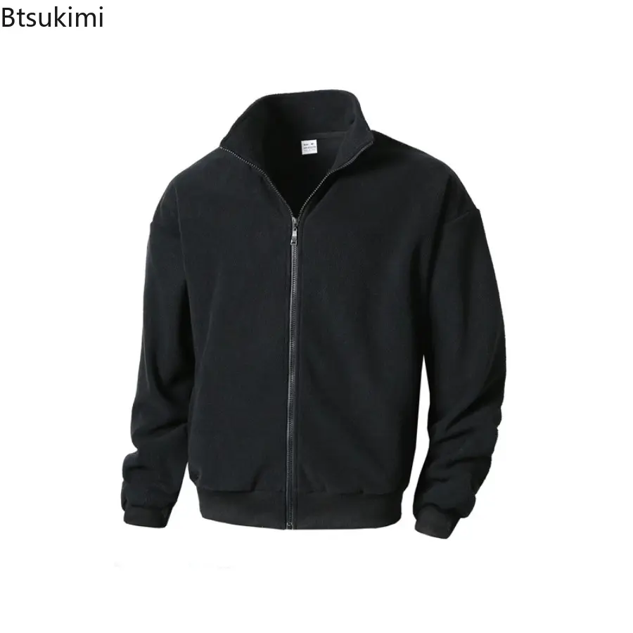 2025 New Men Velvet Thickened Hoodie Shake Fleece Coats Autumn and Winter Stand Up Collar Sports Casual  Fitness Hoodie Cardigan
