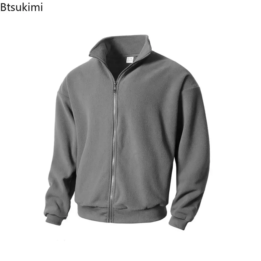 2025 New Men Velvet Thickened Hoodie Shake Fleece Coats Autumn and Winter Stand Up Collar Sports Casual  Fitness Hoodie Cardigan
