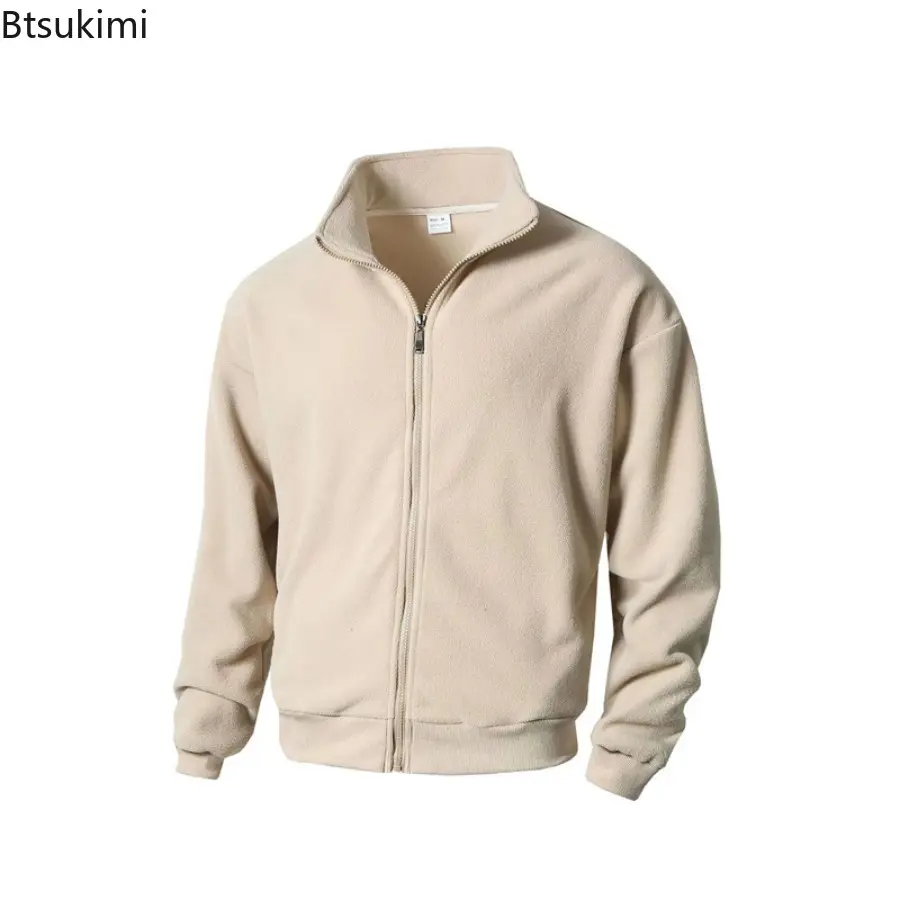 2025 New Men Velvet Thickened Hoodie Shake Fleece Coats Autumn and Winter Stand Up Collar Sports Casual  Fitness Hoodie Cardigan