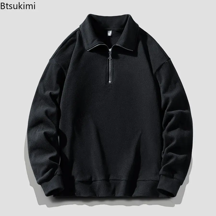 2025 Spring New Men's Large Size Sweatshirt Half Zip Designer Pullover Male Turtleneck Long Sleeve Big Plus 4XL Loose Sport Top