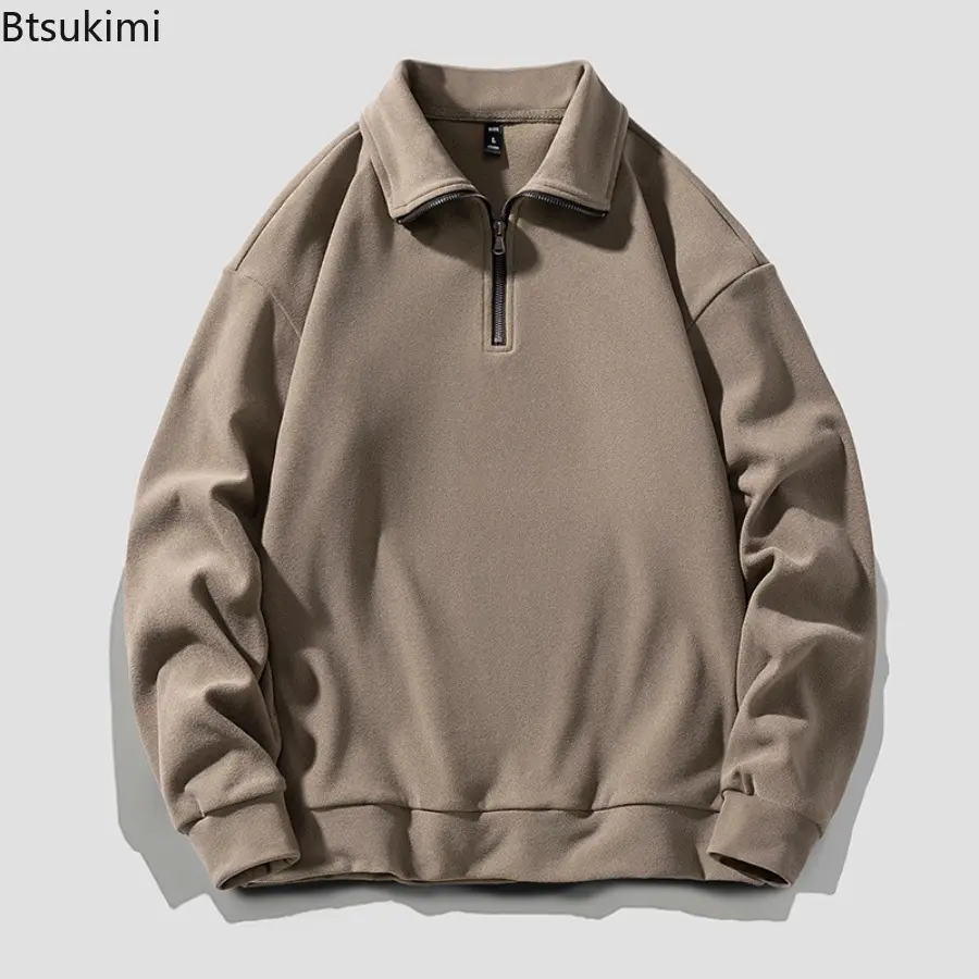 2025 Spring New Men's Large Size Sweatshirt Half Zip Designer Pullover Male Turtleneck Long Sleeve Big Plus 4XL Loose Sport Top
