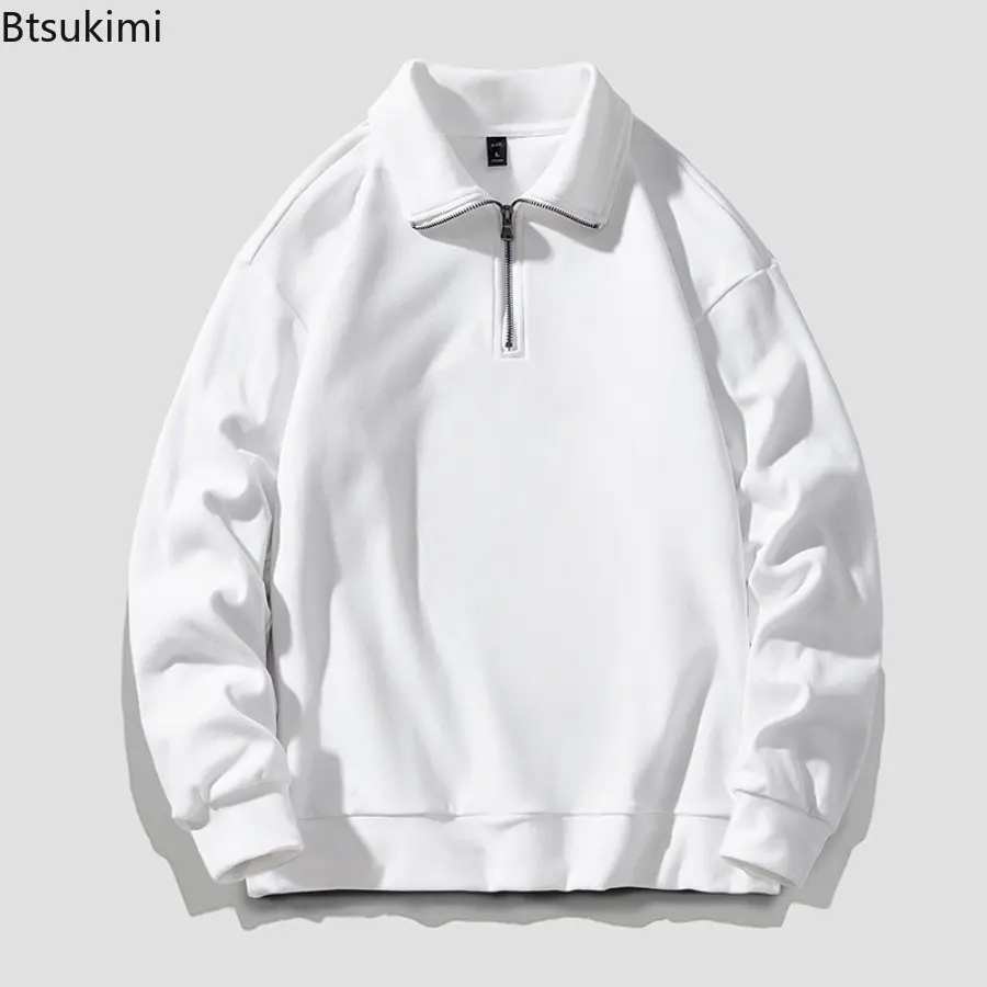 2025 Spring New Men's Large Size Sweatshirt Half Zip Designer Pullover Male Turtleneck Long Sleeve Big Plus 4XL Loose Sport Top