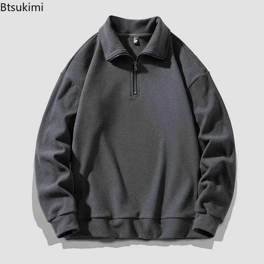 2025 Spring New Men's Large Size Sweatshirt Half Zip Designer Pullover Male Turtleneck Long Sleeve Big Plus 4XL Loose Sport Top