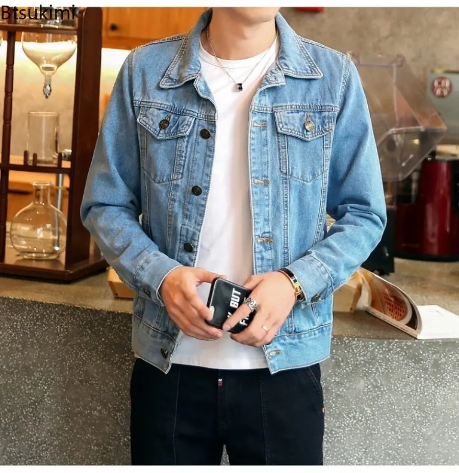 2025 Men's Denim Jackets High Quality Cotton Slim Jean Coats Trend Motorcycle Couple Jackets Classic Handsome Cowboy Coats Male