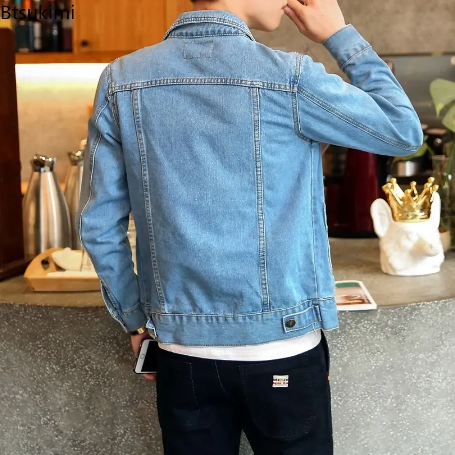 2025 Men's Denim Jackets High Quality Cotton Slim Jean Coats Trend Motorcycle Couple Jackets Classic Handsome Cowboy Coats Male
