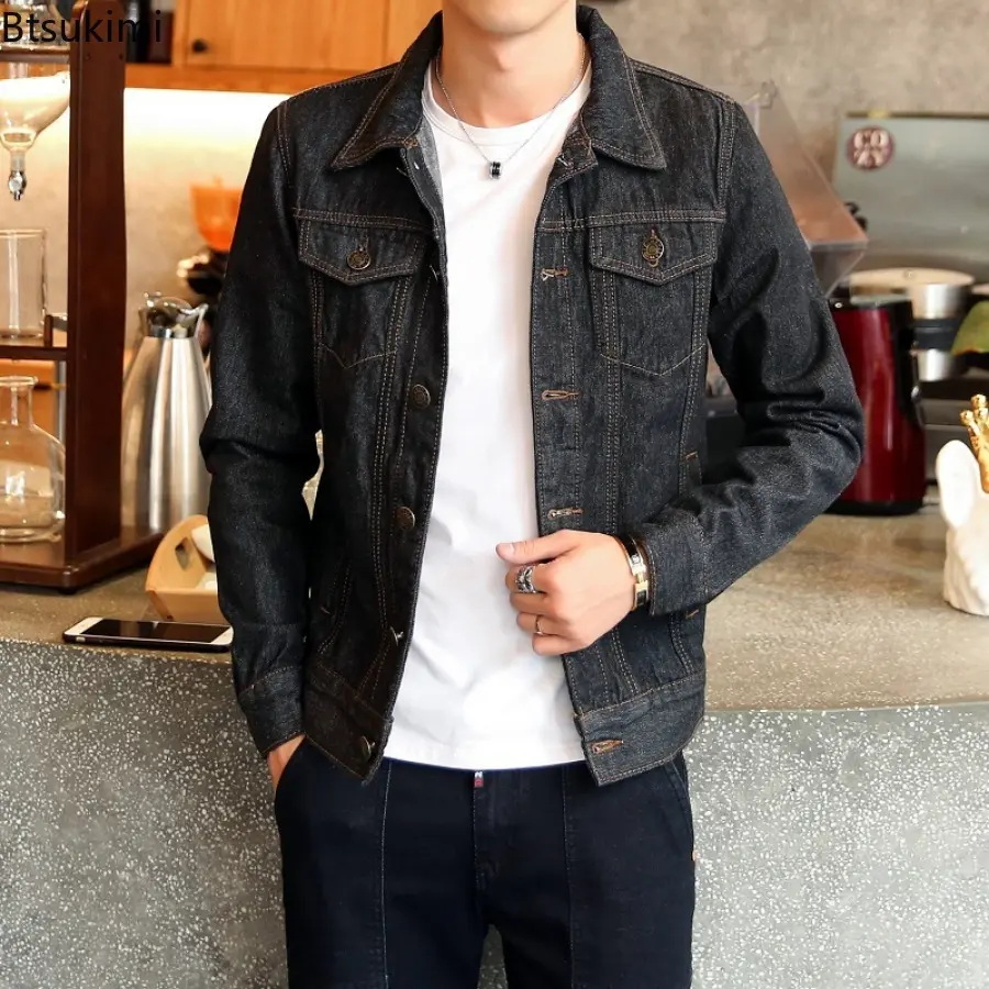 2025 Men's Denim Jackets High Quality Cotton Slim Jean Coats Trend Motorcycle Couple Jackets Classic Handsome Cowboy Coats Male