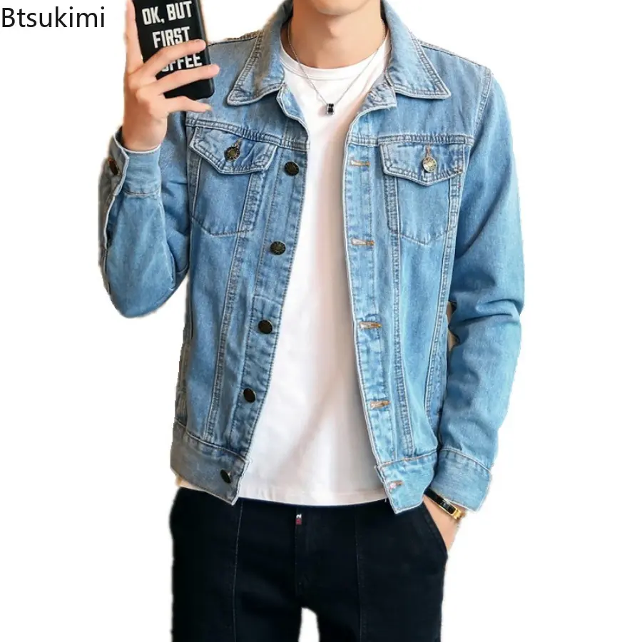 2025 Men's Denim Jackets High Quality Cotton Slim Jean Coats Trend Motorcycle Couple Jackets Classic Handsome Cowboy Coats Male