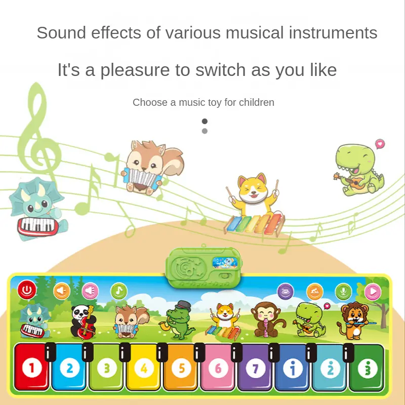 110x36cm Musical Piano Mat Toddlers Floor Violin Keyboard Dance Mat with 8 instruments Sounds Baby Mat Study Educational Toys