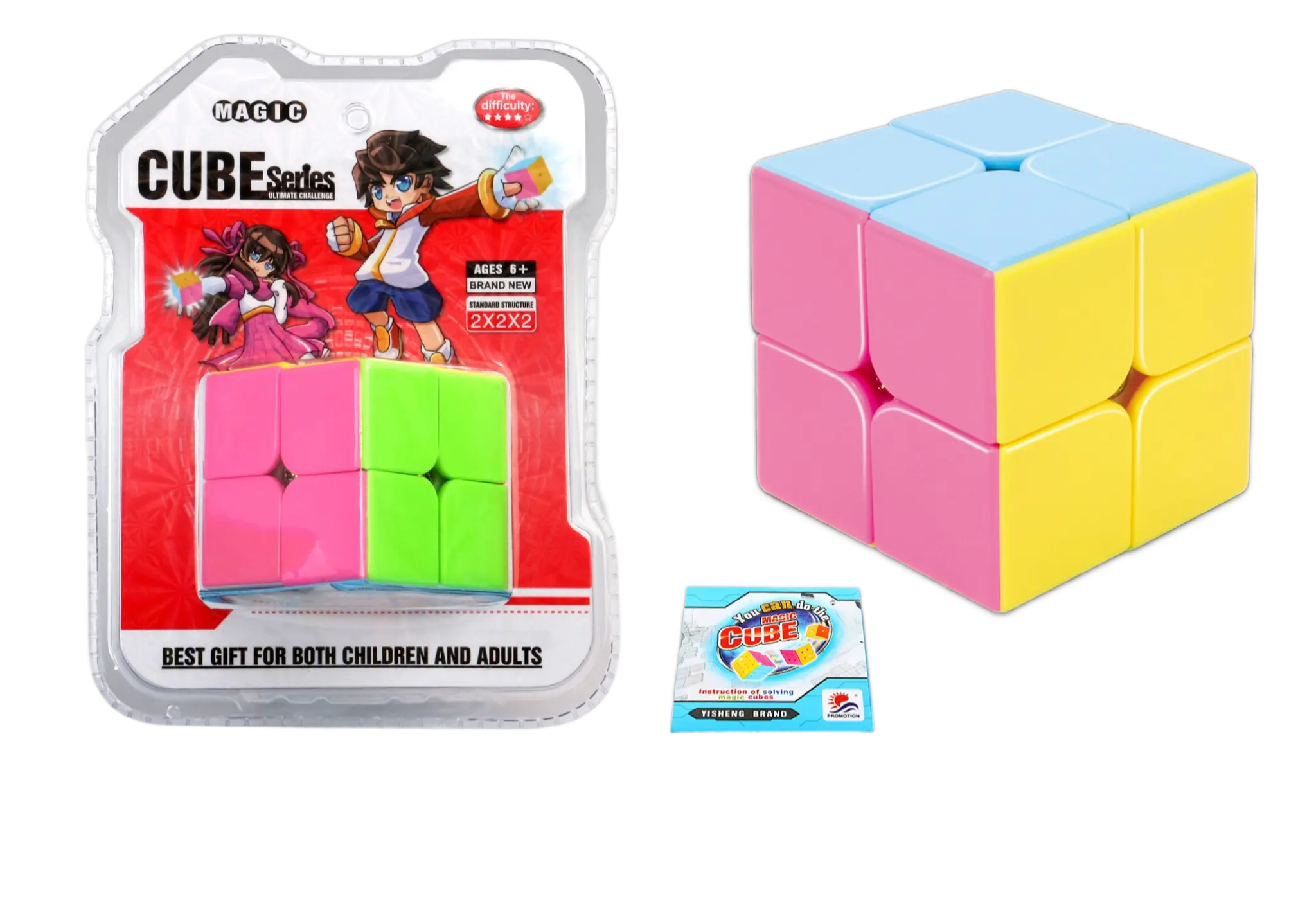 Yisheng Magic Cube 2x2 Puzzle Toys Speed Cube  Kids Gift Smooth Rotation Fast Solving Brain Teaser Puzzle Toy for Kids & Adults