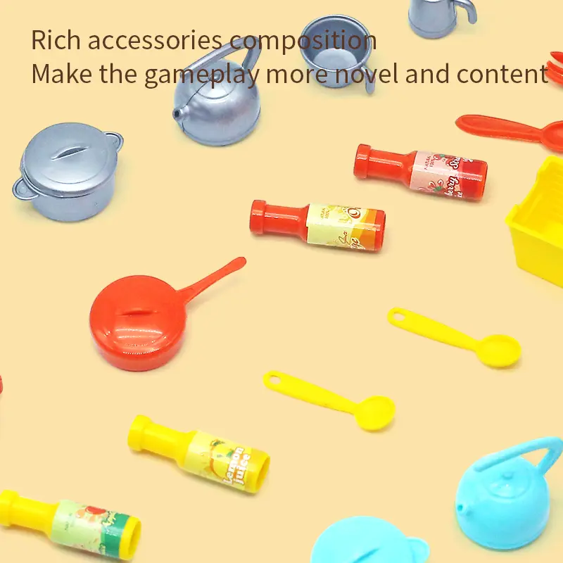 DIY Kid Play House Simulation Kitchen Pretend Toys Kitchenware Lighting and Sounds Cooking Game Set Children Fun Educational Toy