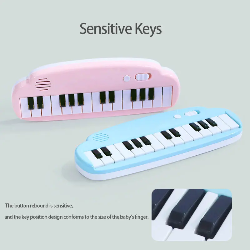25-Key Mini Pocket Piano Toy Soft-Sound PP Material 3A Battery(Not Included) Blue/Pink Educational Musical Instrument Gifts