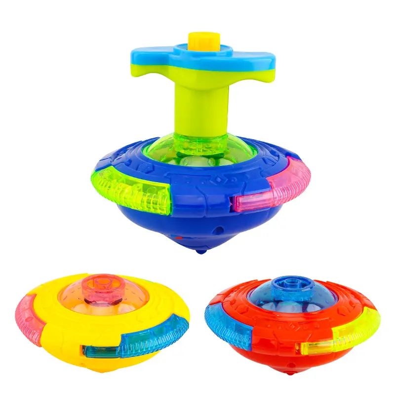 UFO Flashing Wing Spinning Top Kids Gyro Light Up Toy Kids LED Music Gyroscope Launcher Rotating Toys Fun Birthday Party Favors
