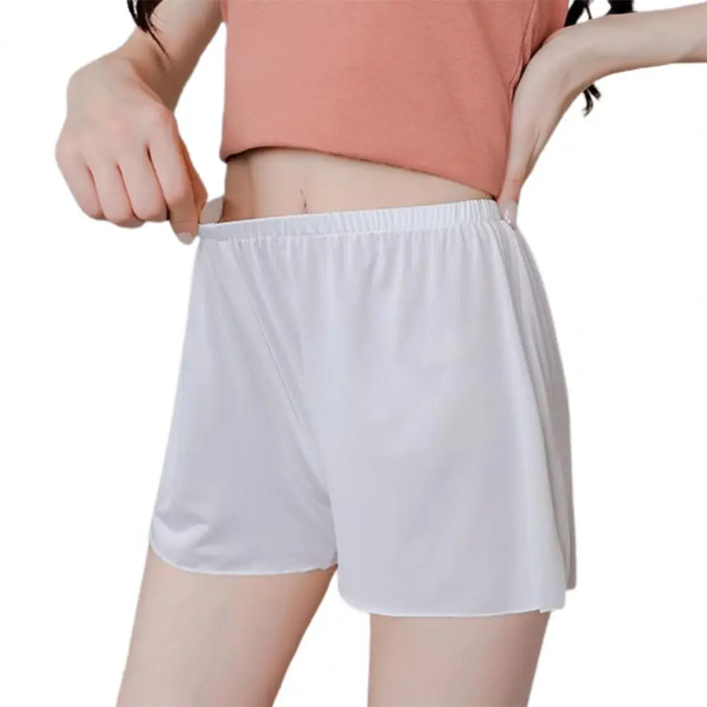 Soft Summer Mini Pants Above Knee Length Women Safety Shorts Satin Homewear Pleated Women Shorts