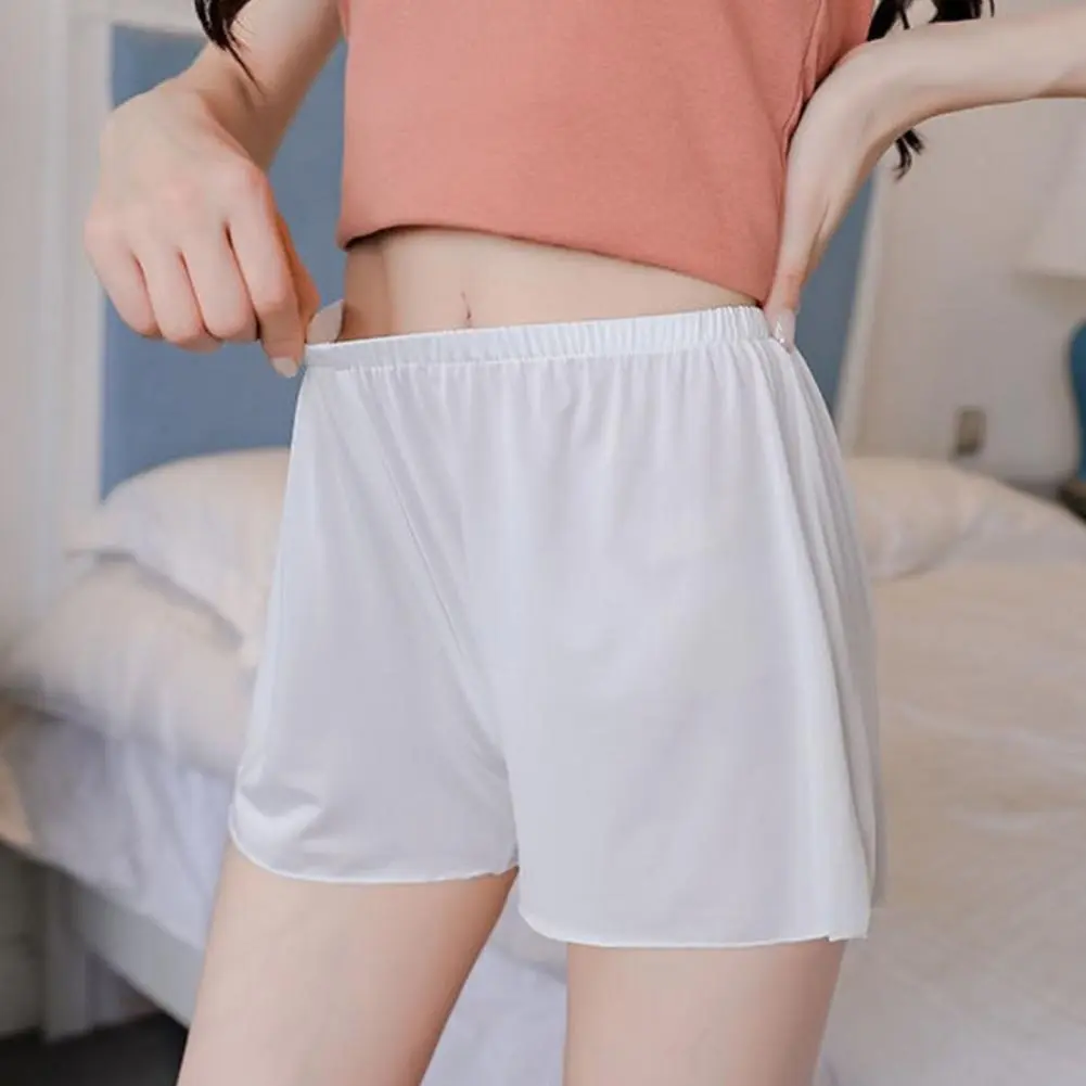 Soft Summer Mini Pants Above Knee Length Women Safety Shorts Satin Homewear Pleated Women Shorts