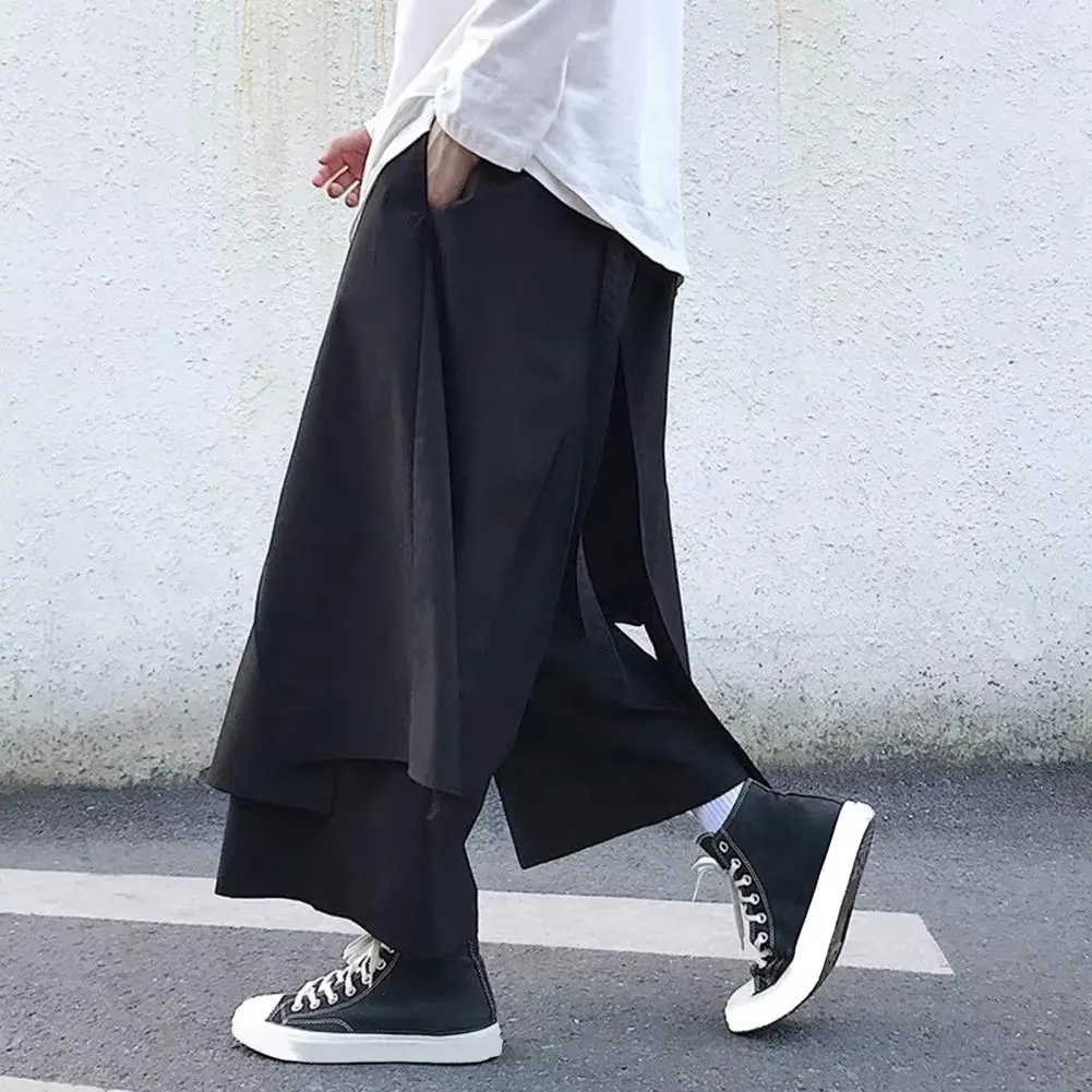 Black Pocketed Men Pants Men Black Casual Pants Trendy Men's Loose Fit Hip-hop Pants with Pockets for Everyday Street Style