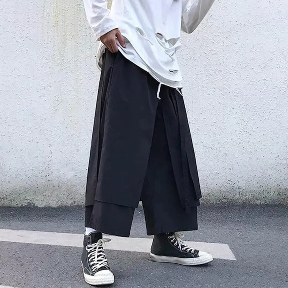 Black Pocketed Men Pants Men Black Casual Pants Trendy Men's Loose Fit Hip-hop Pants with Pockets for Everyday Street Style