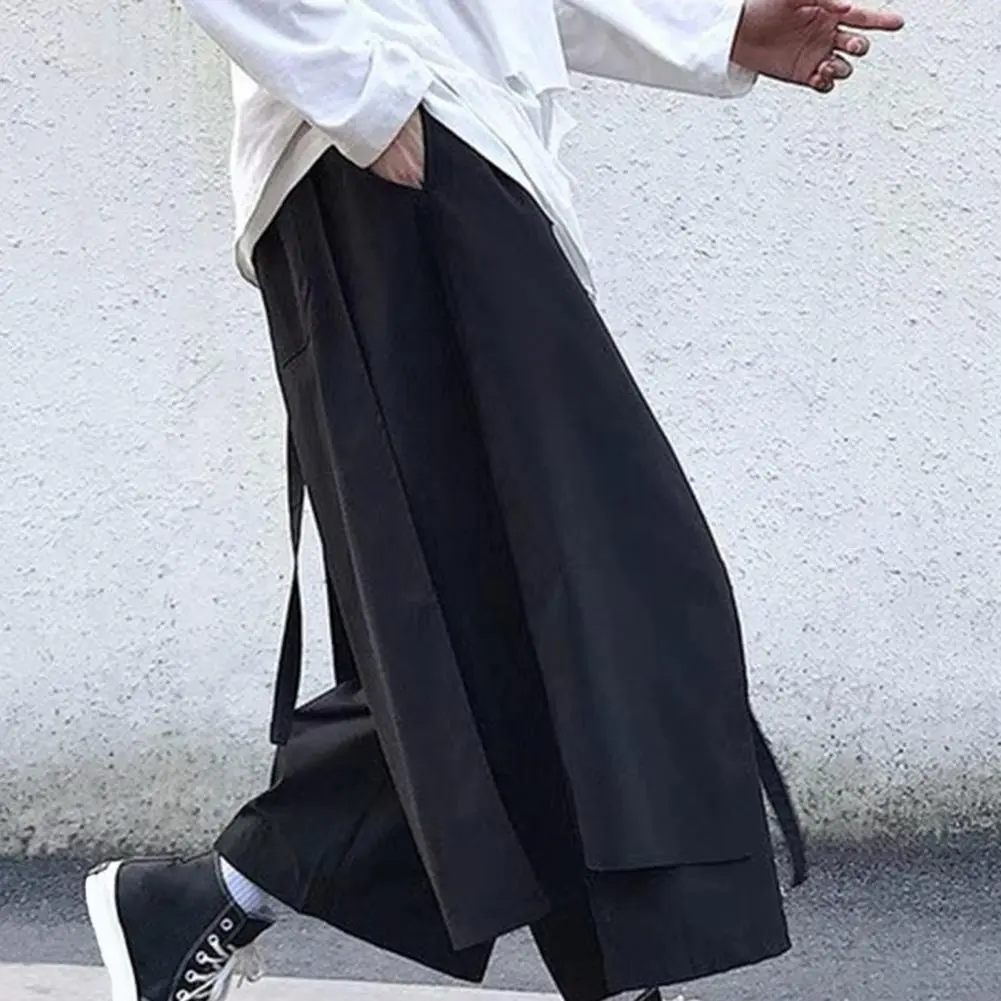 Black Pocketed Men Pants Men Black Casual Pants Trendy Men's Loose Fit Hip-hop Pants with Pockets for Everyday Street Style