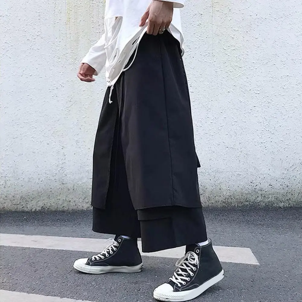 Black Pocketed Men Pants Men Black Casual Pants Trendy Men's Loose Fit Hip-hop Pants with Pockets for Everyday Street Style