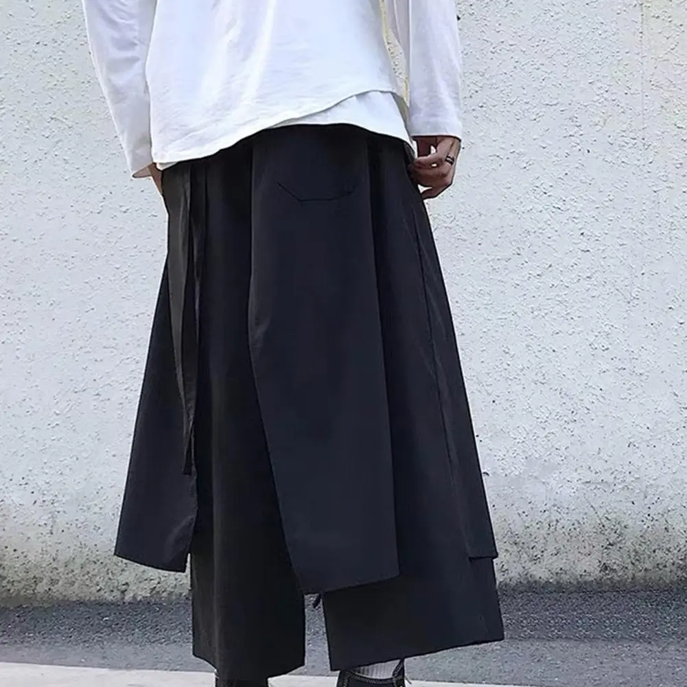 Black Pocketed Men Pants Men Black Casual Pants Trendy Men's Loose Fit Hip-hop Pants with Pockets for Everyday Street Style