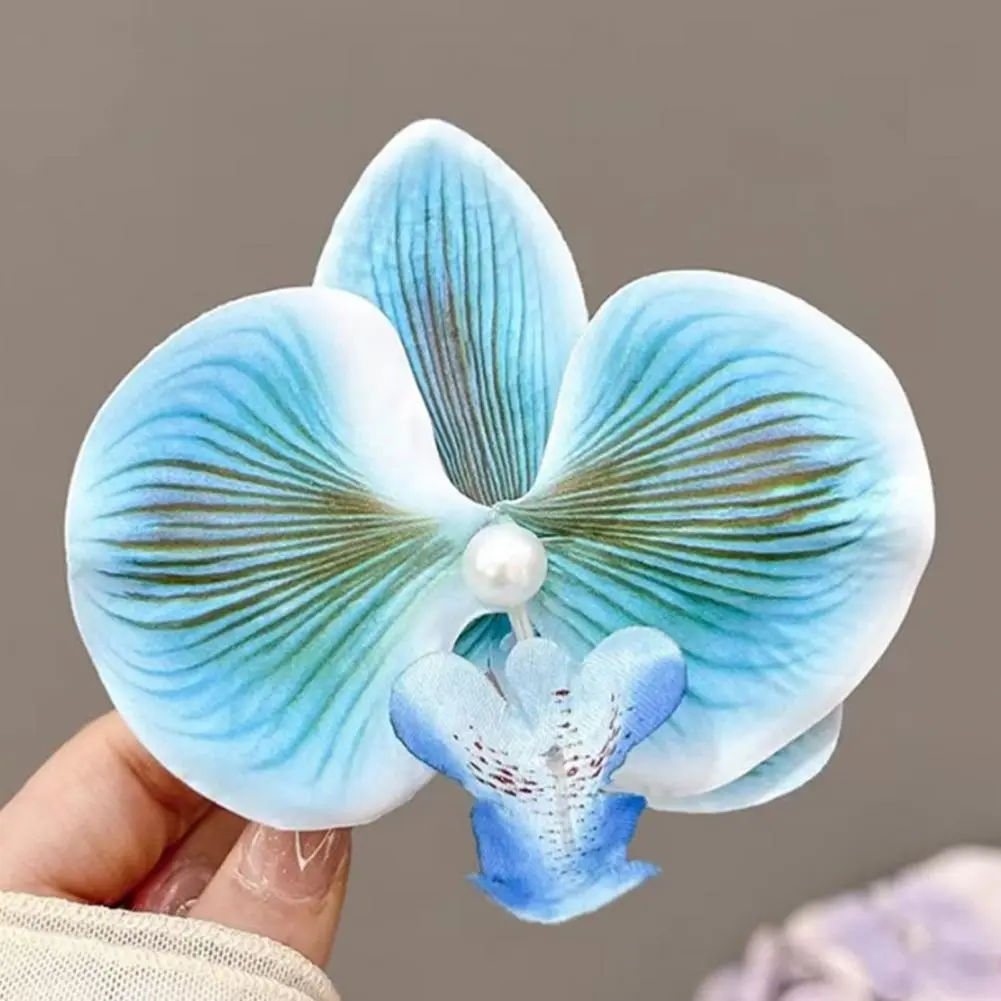 Fabric Flower Hair Clip Women Hair Accessory Bohemian Style Moth Orchid Hair Clip with Faux Pearl Detail Women's for Hawaiian