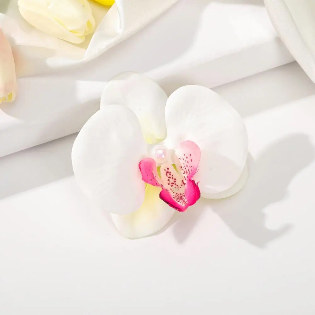 Fabric Flower Hair Clip Women Hair Accessory Bohemian Style Moth Orchid Hair Clip with Faux Pearl Detail Women's for Hawaiian