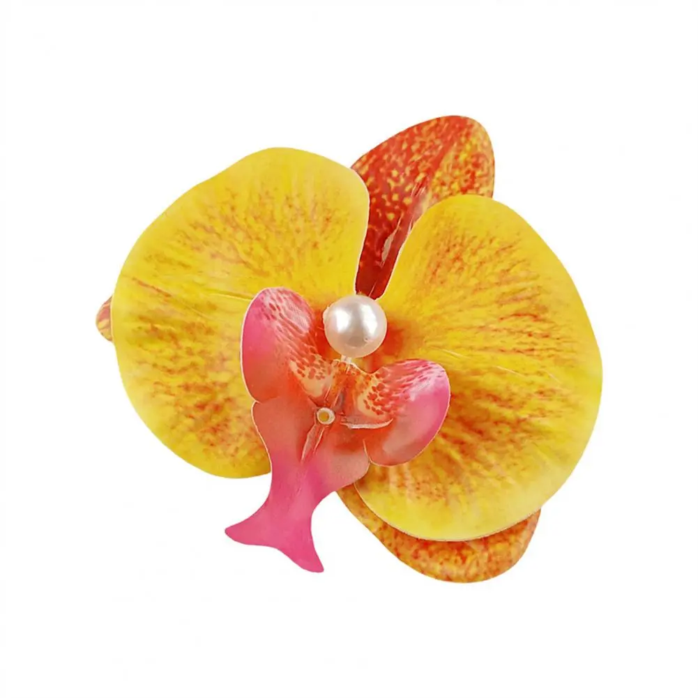 Fabric Flower Hair Clip Women Hair Accessory Bohemian Style Moth Orchid Hair Clip with Faux Pearl Detail Women's for Hawaiian