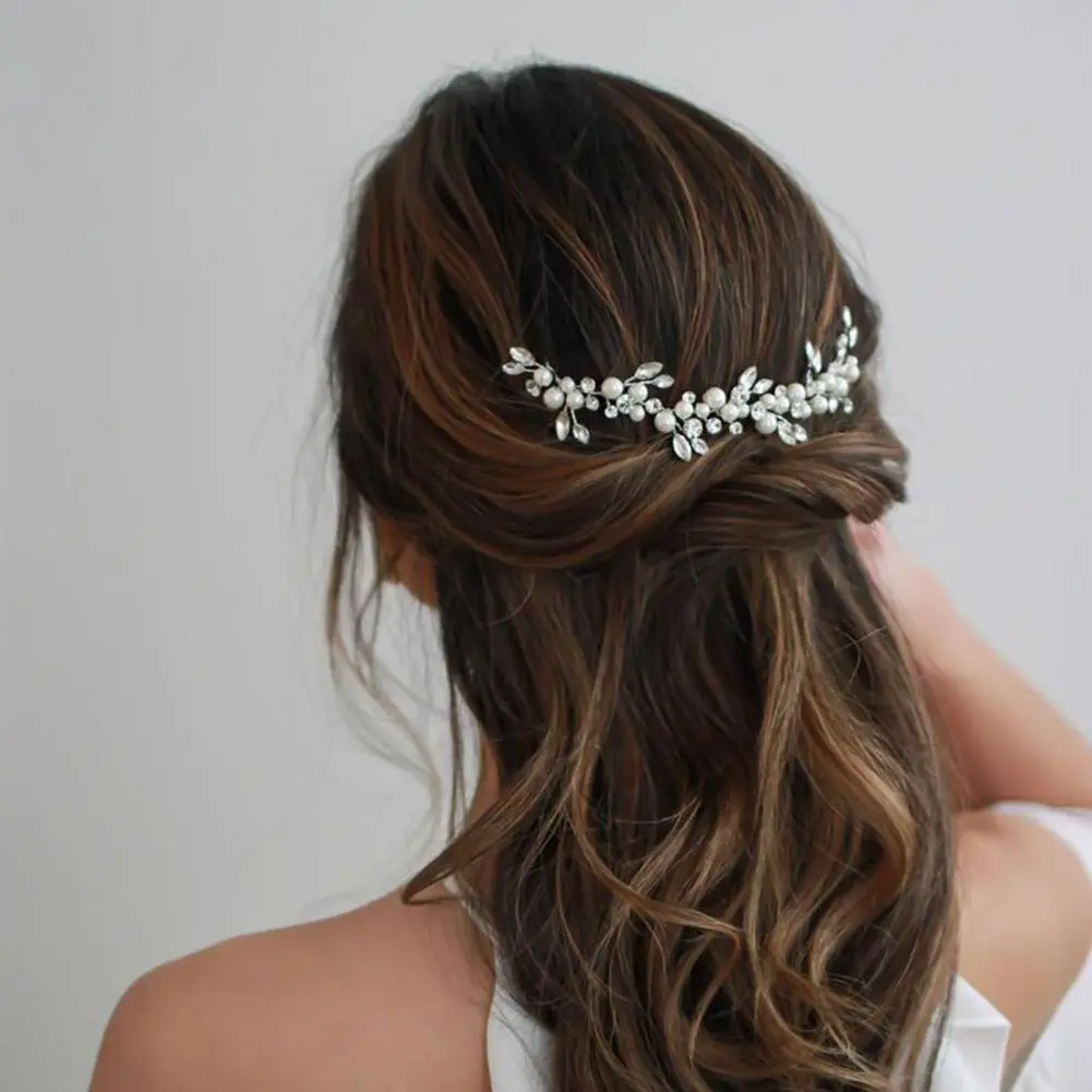Wedding Bride Headdress Wired Rhinestone Faux Pearl Bridal Headdress Decorative Exquisite Hair Jewelry Bridal Hair Accessories