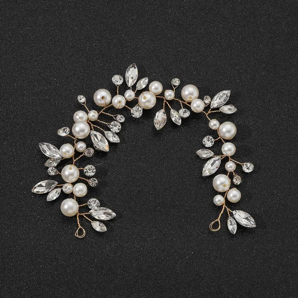 Wedding Bride Headdress Wired Rhinestone Faux Pearl Bridal Headdress Decorative Exquisite Hair Jewelry Bridal Hair Accessories