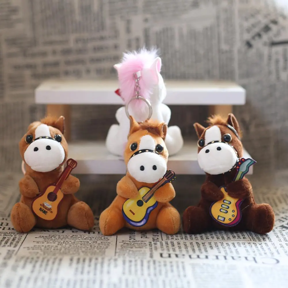 Car Key Holder Cute Cartoon Style Doll Keychain with Violin Horse Shape Figurine for Keys Backpacks Cars Adorable Plush Pendant
