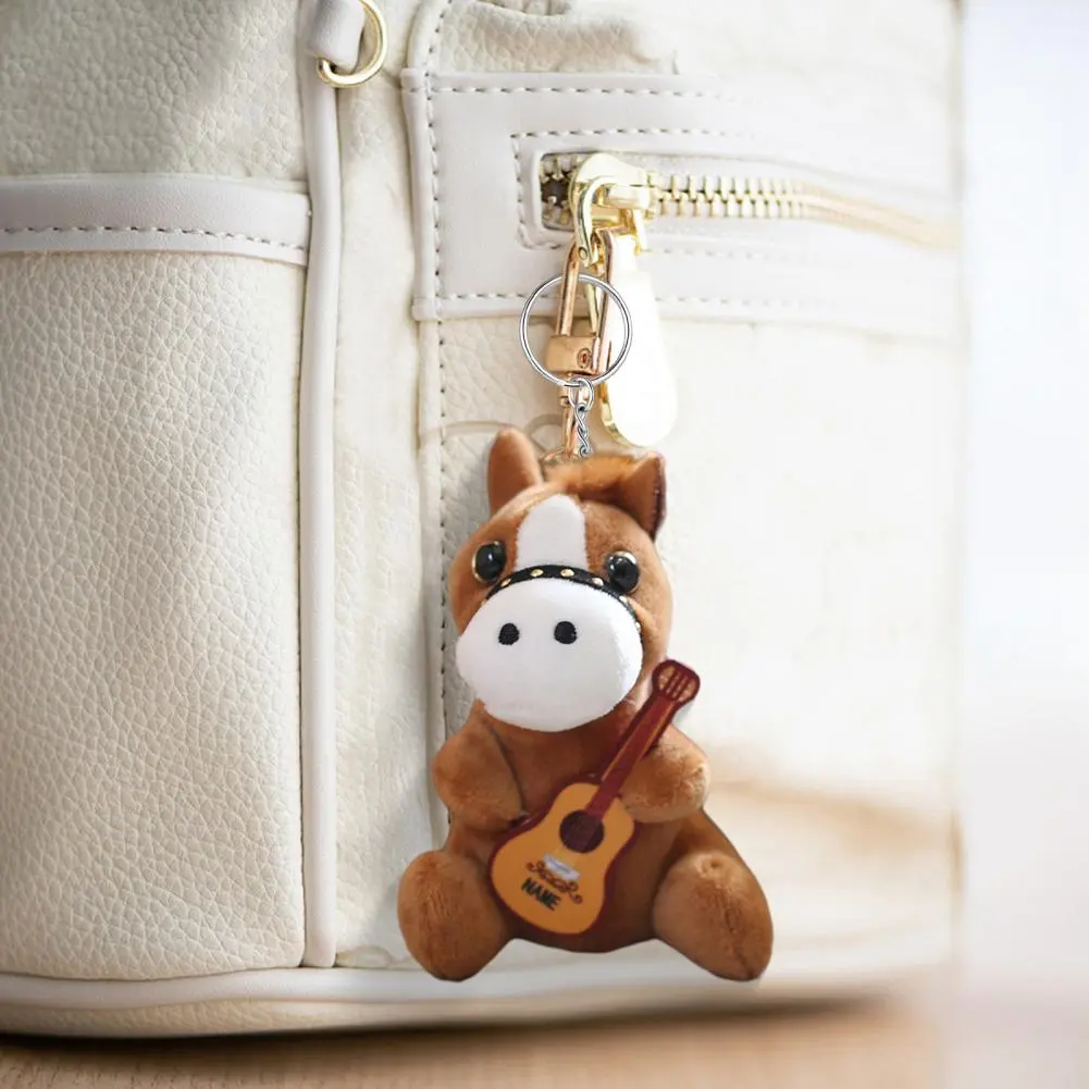 Car Key Holder Cute Cartoon Style Doll Keychain with Violin Horse Shape Figurine for Keys Backpacks Cars Adorable Plush Pendant