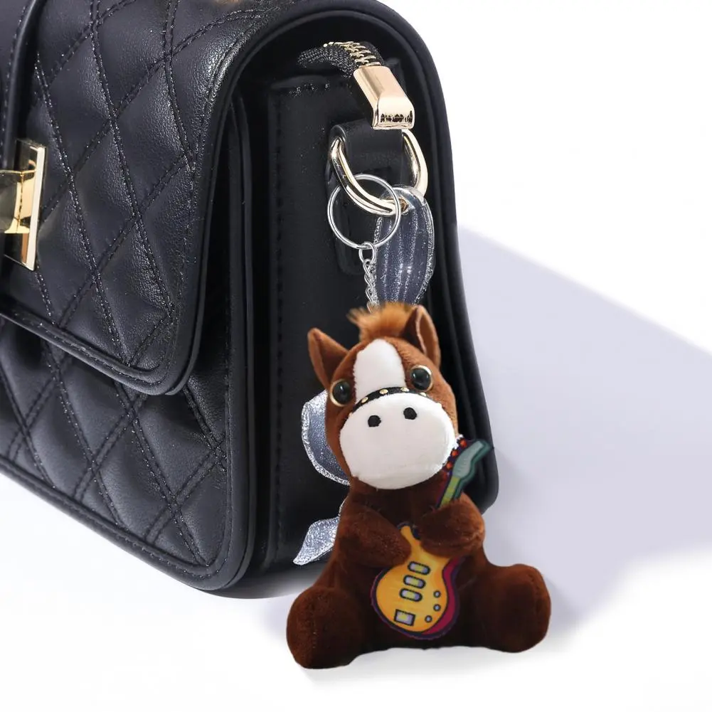 Car Key Holder Cute Cartoon Style Doll Keychain with Violin Horse Shape Figurine for Keys Backpacks Cars Adorable Plush Pendant
