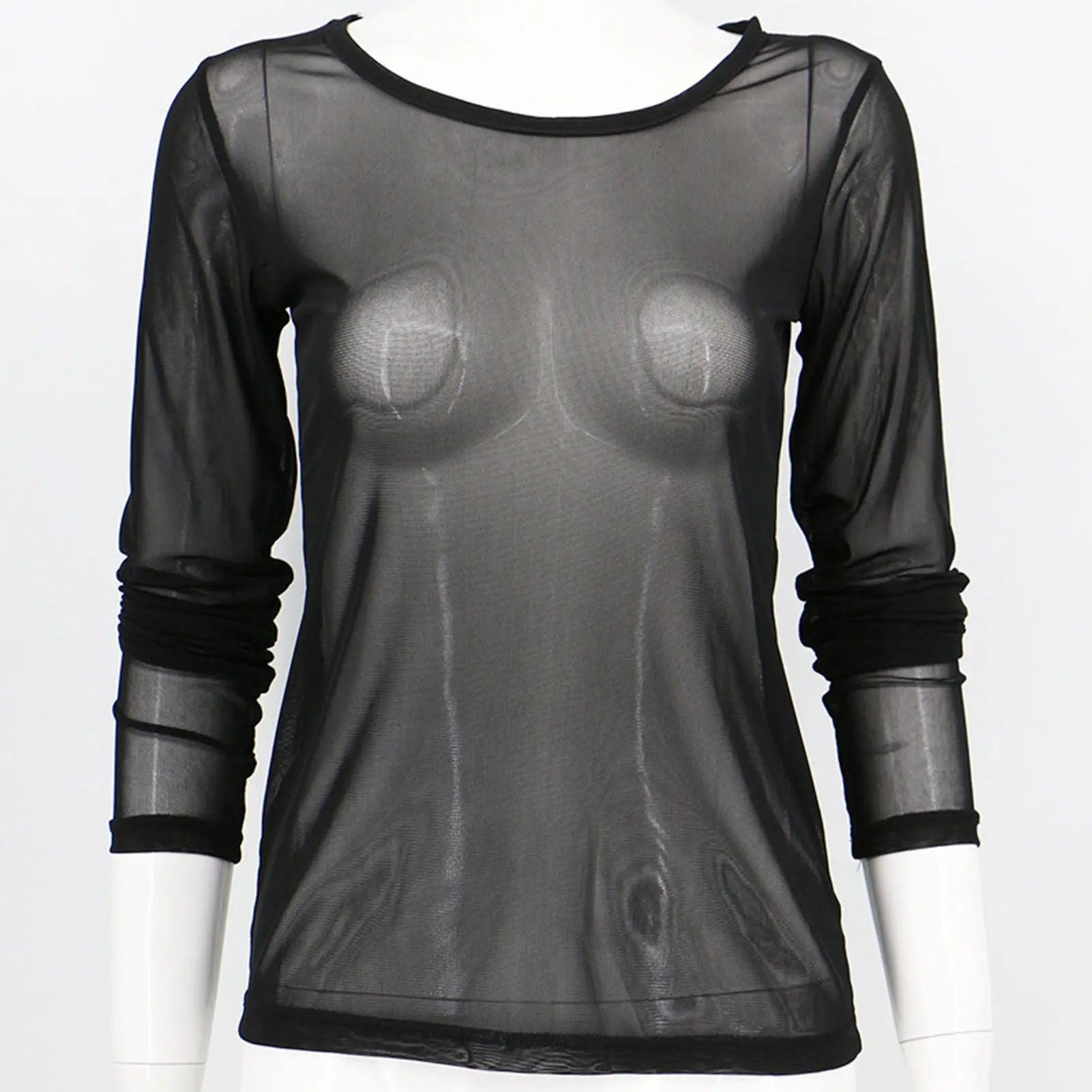 Transparent Blouse Gauze Top Women Mesh Bottoming Shirt Sheer Mesh Blouse Women's Tops O-neck Long Sleeve Shirt for Summer