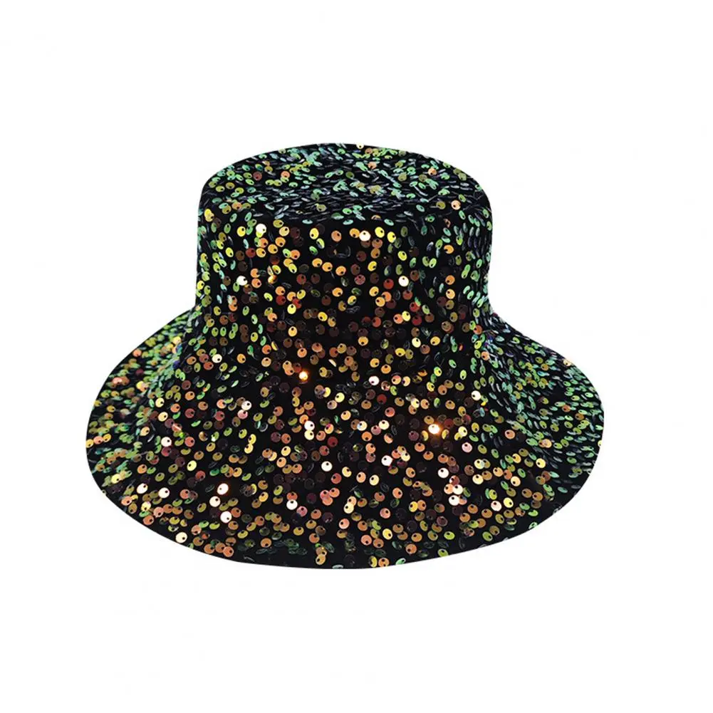 Festival Performance Hat Sequin Polyester Hat Sequin Bucket Hat for Women Glitter Bling Disco Cap Fashionable Street for Outdoor