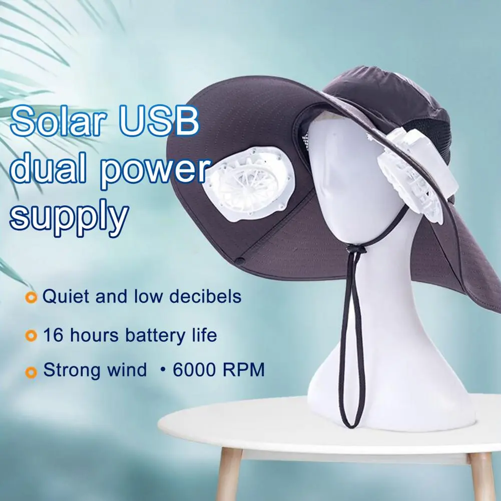 Solar Fan Hat Wide Brim Sun Hat with Adjustable Fan Upf50 Wide-brimmed Men's Sun Hat with Removable Solar Usb Fans for Summer