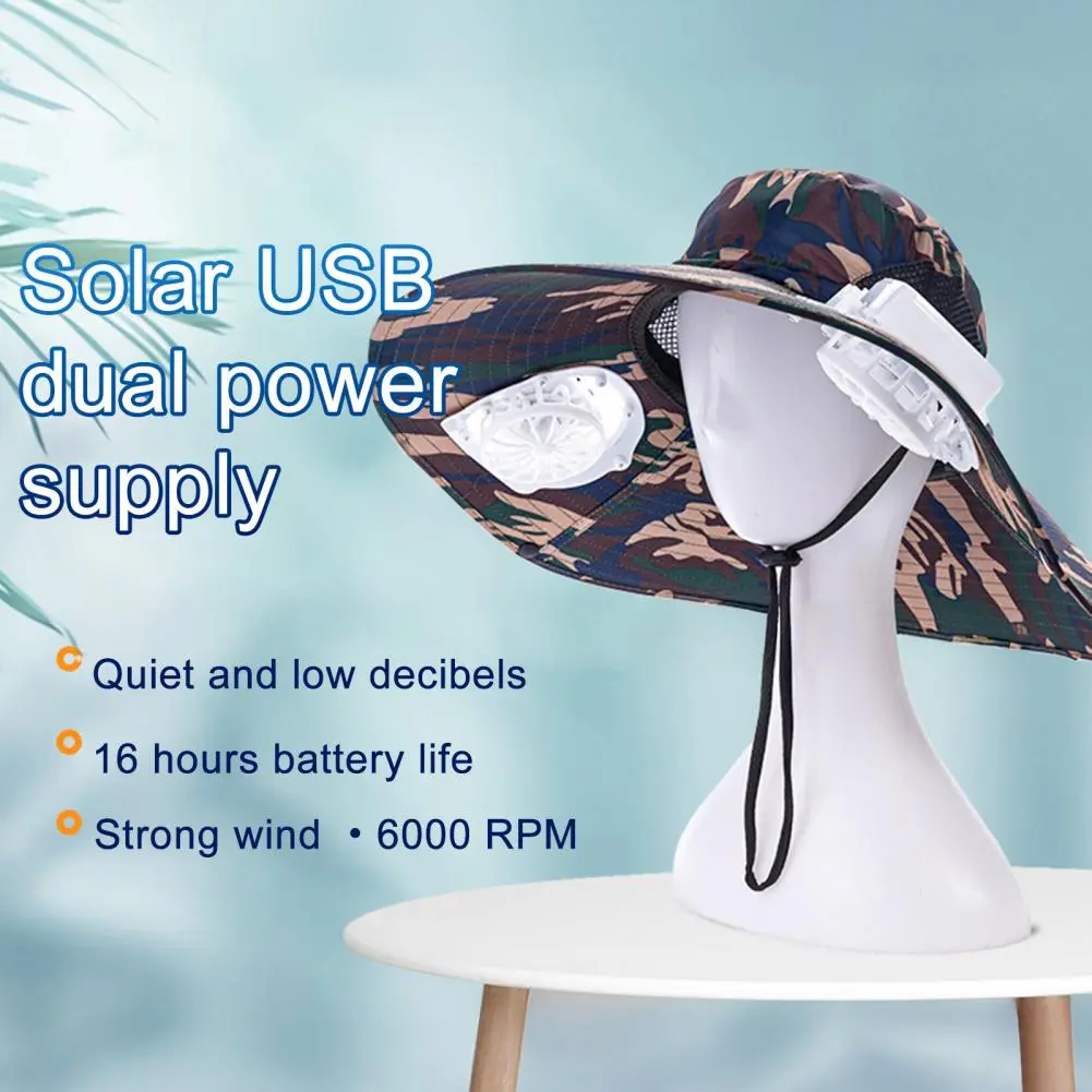 Solar Fan Hat Wide Brim Sun Hat with Adjustable Fan Upf50 Wide-brimmed Men's Sun Hat with Removable Solar Usb Fans for Summer