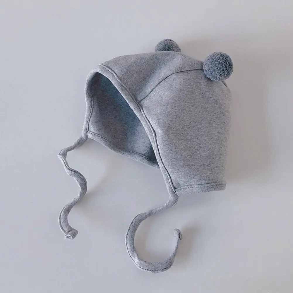 Neutral Baby Hat Breathable Baby Cotton Hat Infant Soft Baby Hat with Double Ball Design Solid Color Warm for Newborns