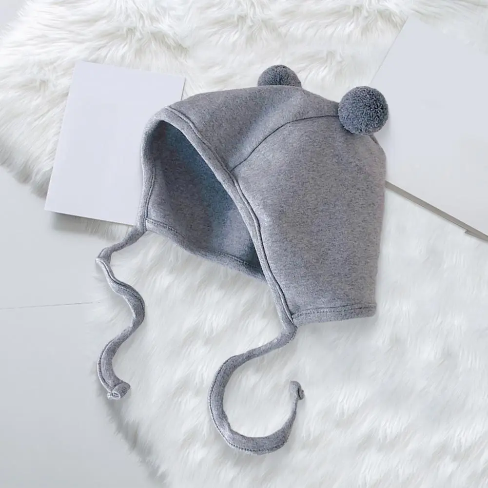Neutral Baby Hat Breathable Baby Cotton Hat Infant Soft Baby Hat with Double Ball Design Solid Color Warm for Newborns