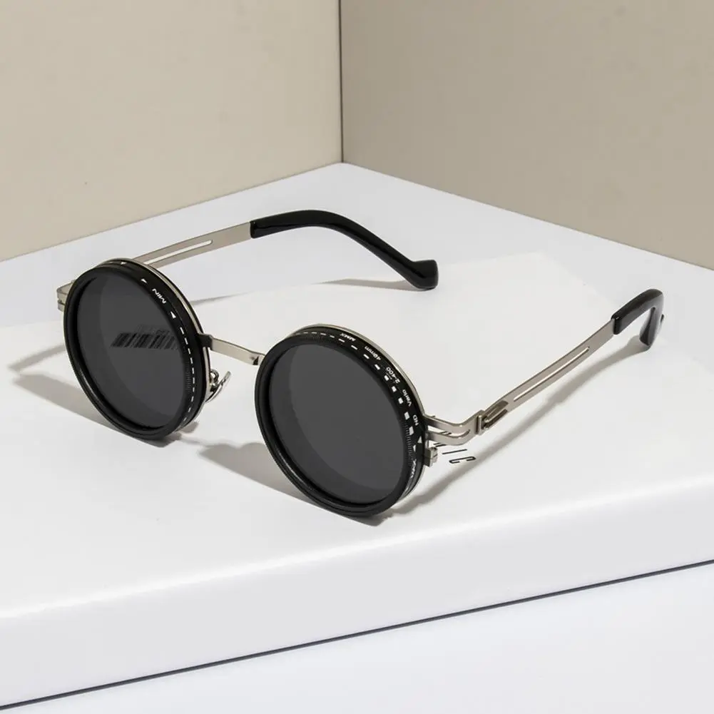 Men Round Sunglasses Visual Comfort Sunglasses Stylish Round Sunglasses with Black Finish Nd Filters Polarized for Uv for Men