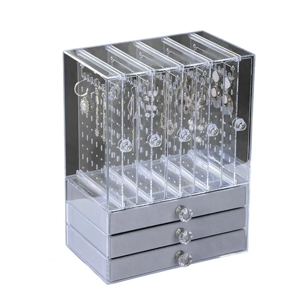 Jewelry Storage Rack Transparent Large Capacity Dustproof Vertical Earrings Display Stand Jewelry Storage Drawer Box
