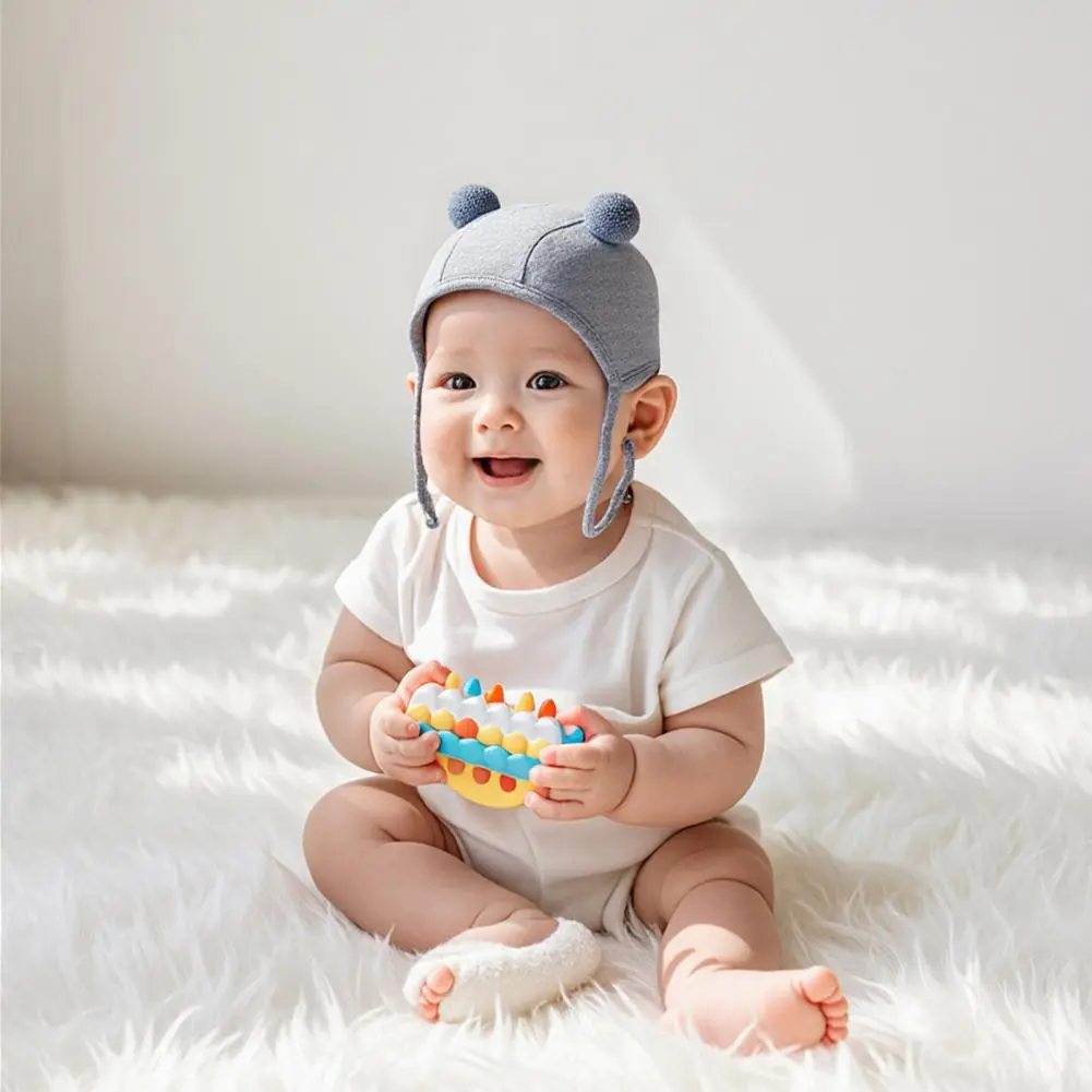 Neutral Baby Hat Breathable Baby Cotton Hat Infant Soft Baby Hat with Double Ball Design Solid Color Warm for Newborns