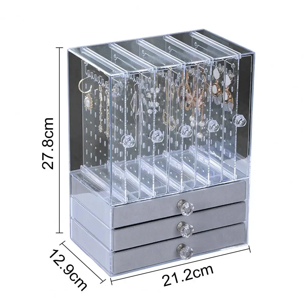 Jewelry Storage Rack Transparent Large Capacity Dustproof Vertical Earrings Display Stand Jewelry Storage Drawer Box