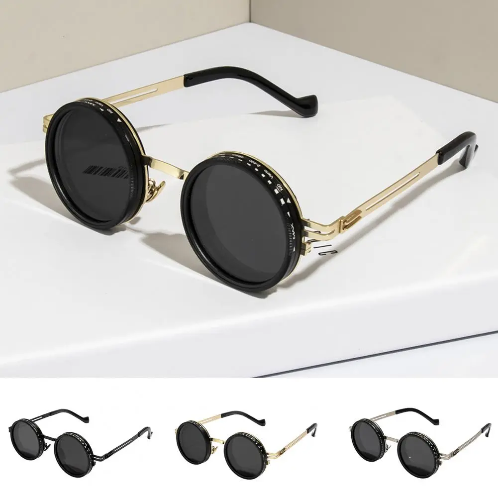 Men Round Sunglasses Visual Comfort Sunglasses Stylish Round Sunglasses with Black Finish Nd Filters Polarized for Uv for Men
