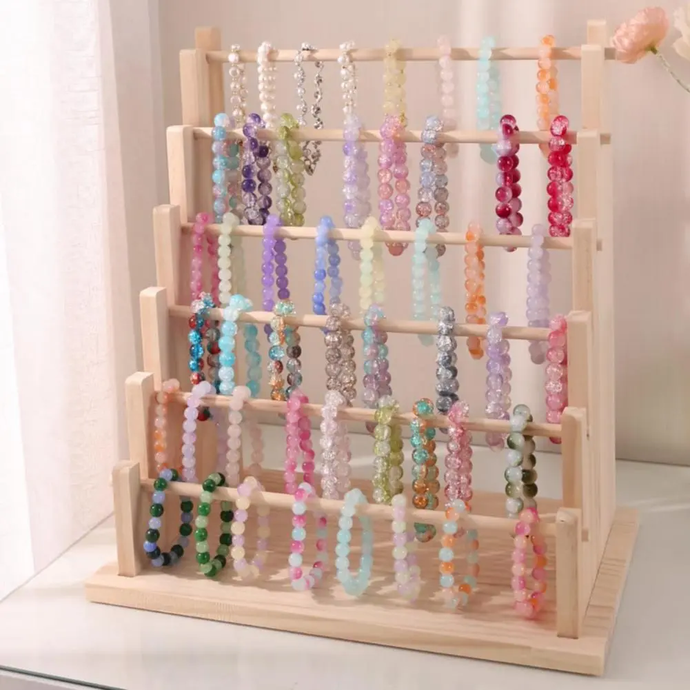 Jewelry Stand Organizer Wooden Jewelry Rack Rustic Wooden Jewelry Stand with Removable Rod for Bracelet Display for Accessories