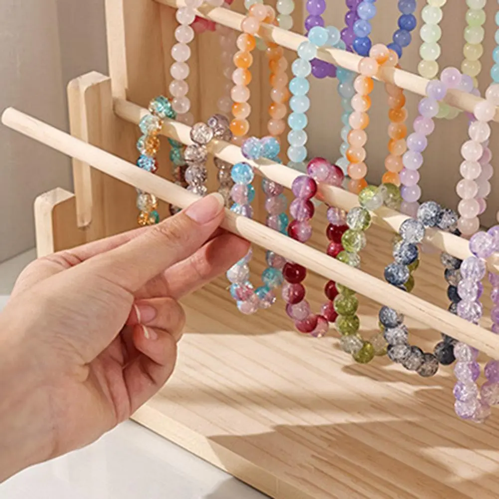 Jewelry Stand Organizer Wooden Jewelry Rack Rustic Wooden Jewelry Stand with Removable Rod for Bracelet Display for Accessories
