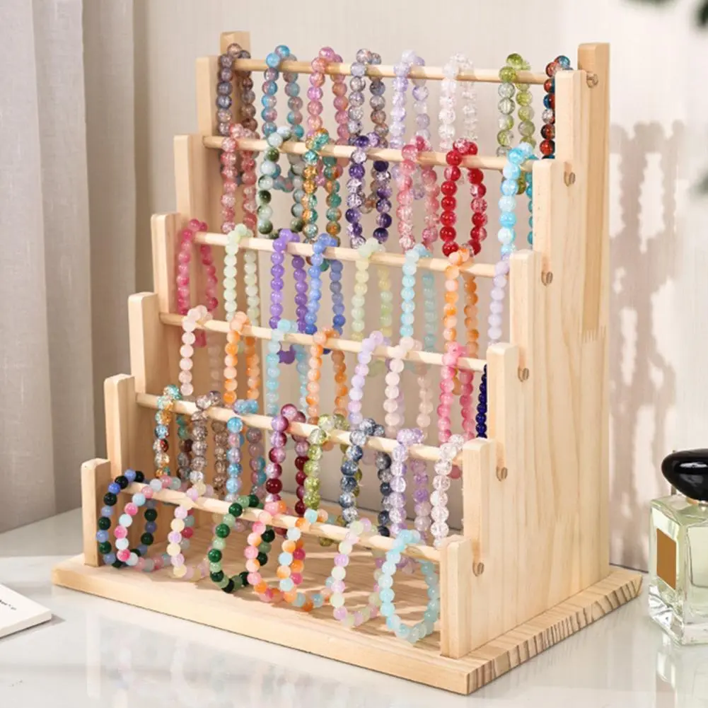 Jewelry Stand Organizer Wooden Jewelry Rack Rustic Wooden Jewelry Stand with Removable Rod for Bracelet Display for Accessories
