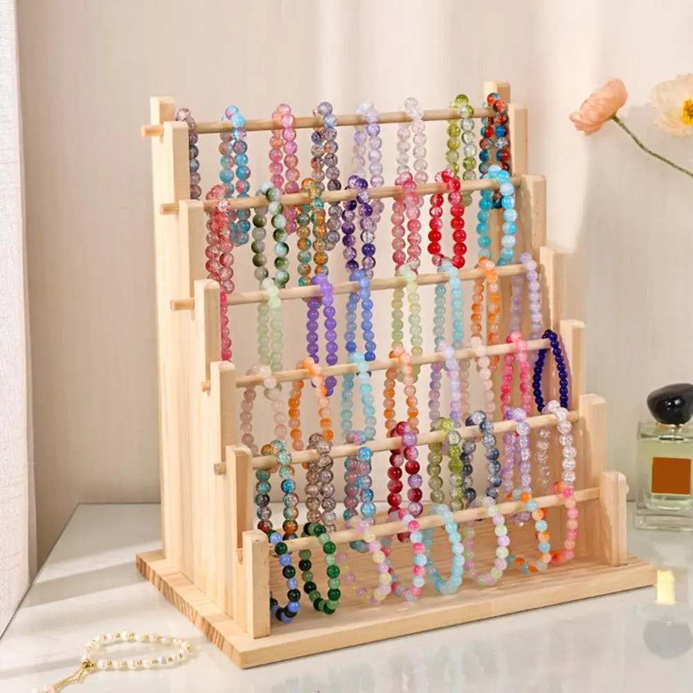 Jewelry Stand Organizer Wooden Jewelry Rack Rustic Wooden Jewelry Stand with Removable Rod for Bracelet Display for Accessories