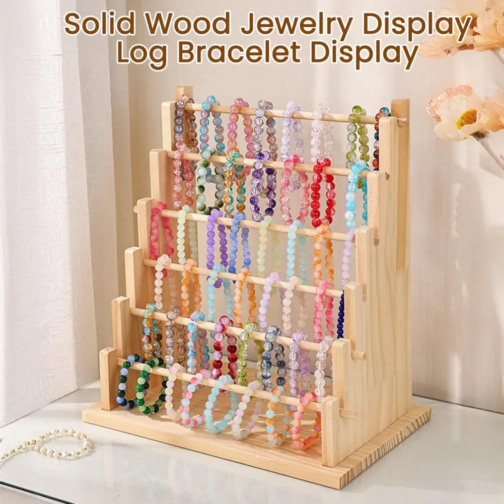 Jewelry Stand Organizer Wooden Jewelry Rack Rustic Wooden Jewelry Stand with Removable Rod for Bracelet Display for Accessories