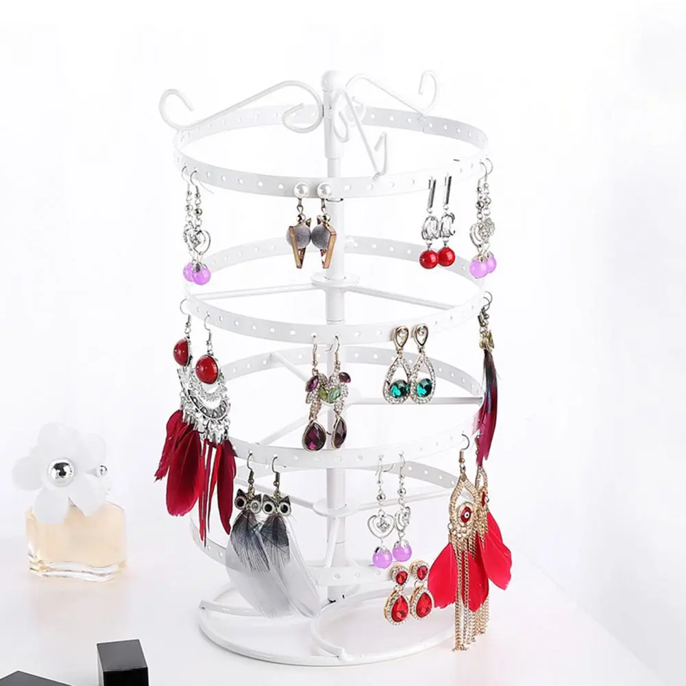 Earring Holder Organizer with Stable Base Adjustable 4-Tiers Rotating Earrings Display Stand Desktop Jewelry Organizer