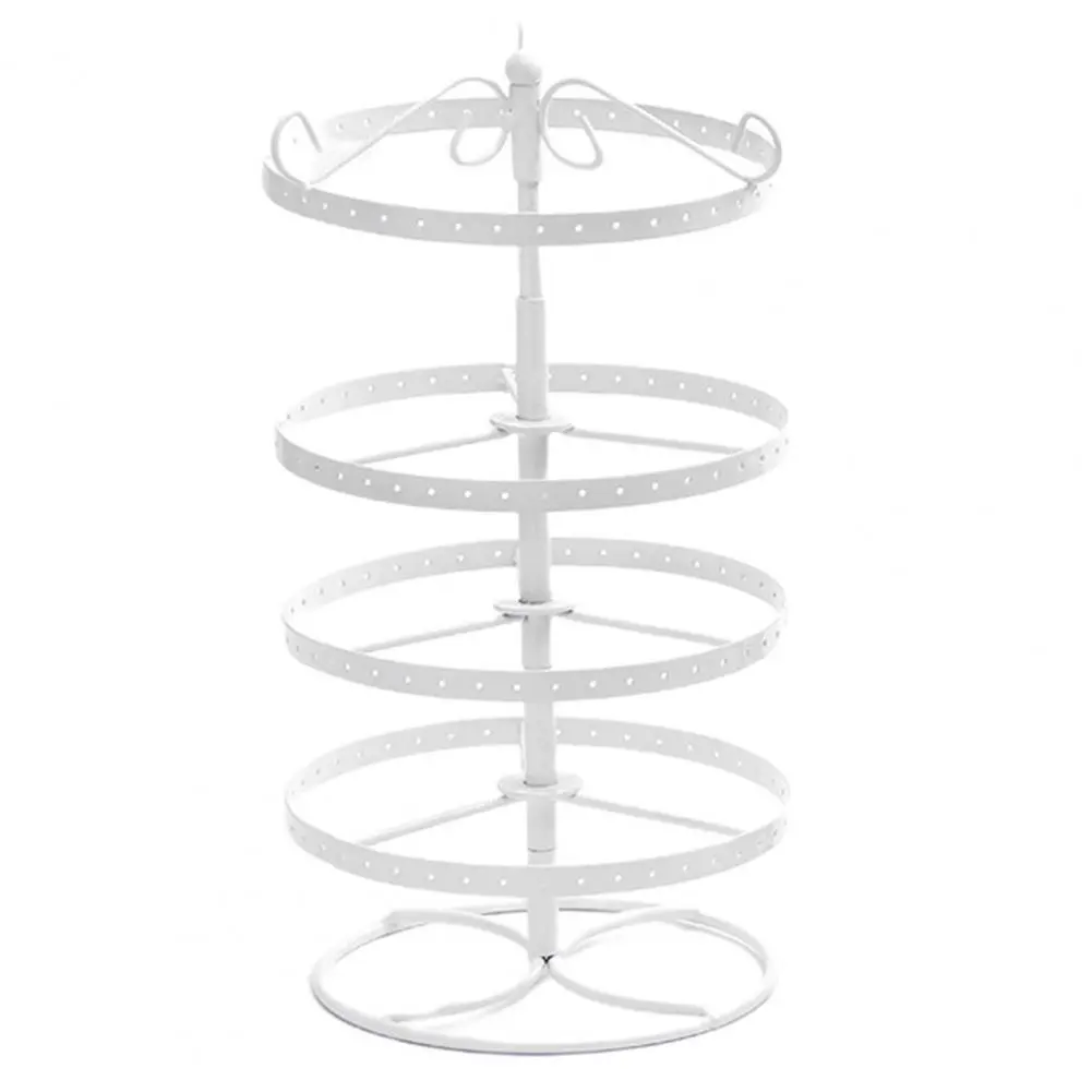 Earring Holder Organizer with Stable Base Adjustable 4-Tiers Rotating Earrings Display Stand Desktop Jewelry Organizer