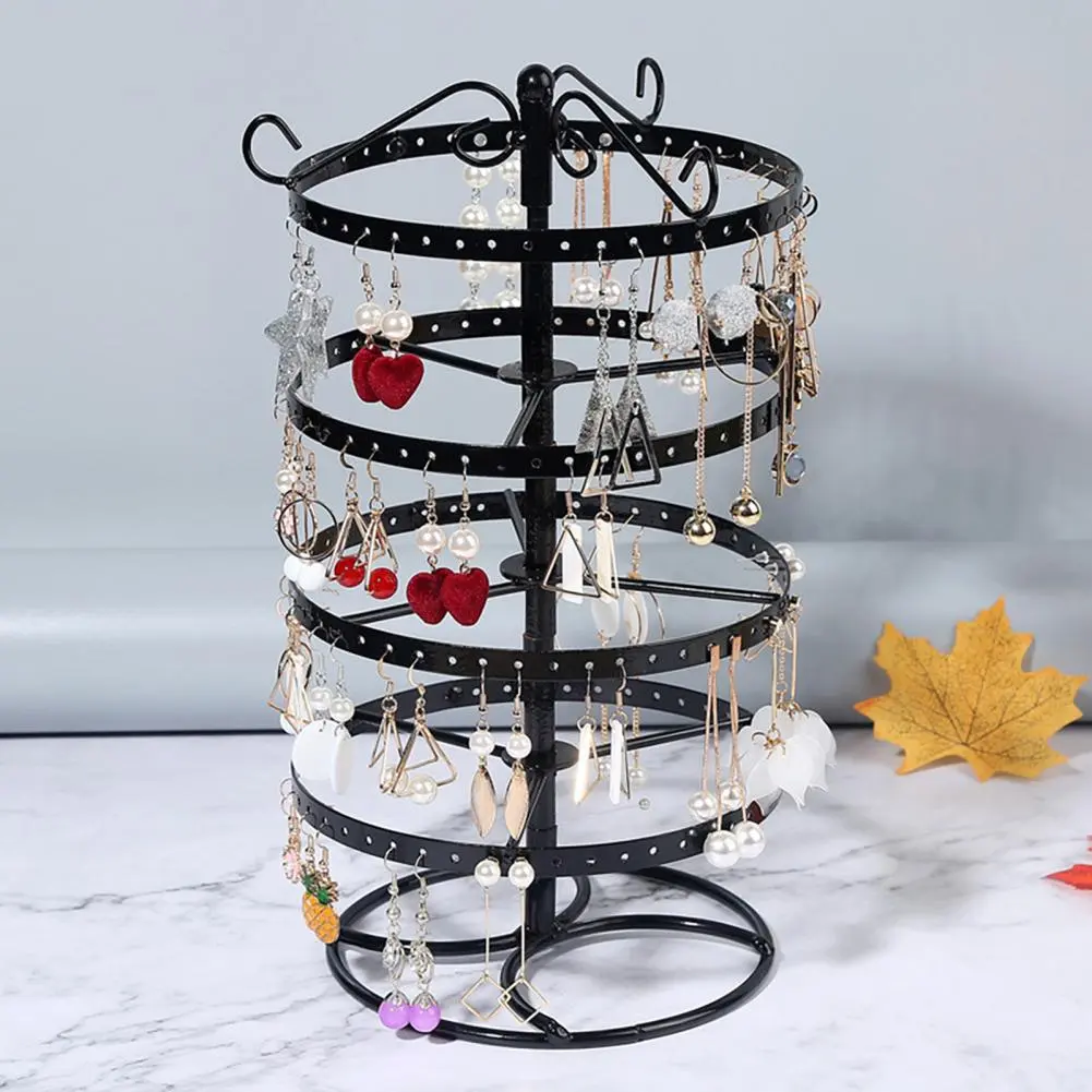 Earring Holder Organizer with Stable Base Adjustable 4-Tiers Rotating Earrings Display Stand Desktop Jewelry Organizer